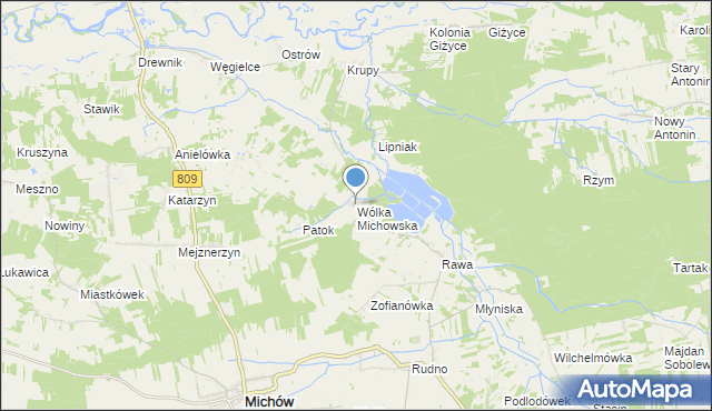 mapa Wólka Michowska, Wólka Michowska na mapie Targeo